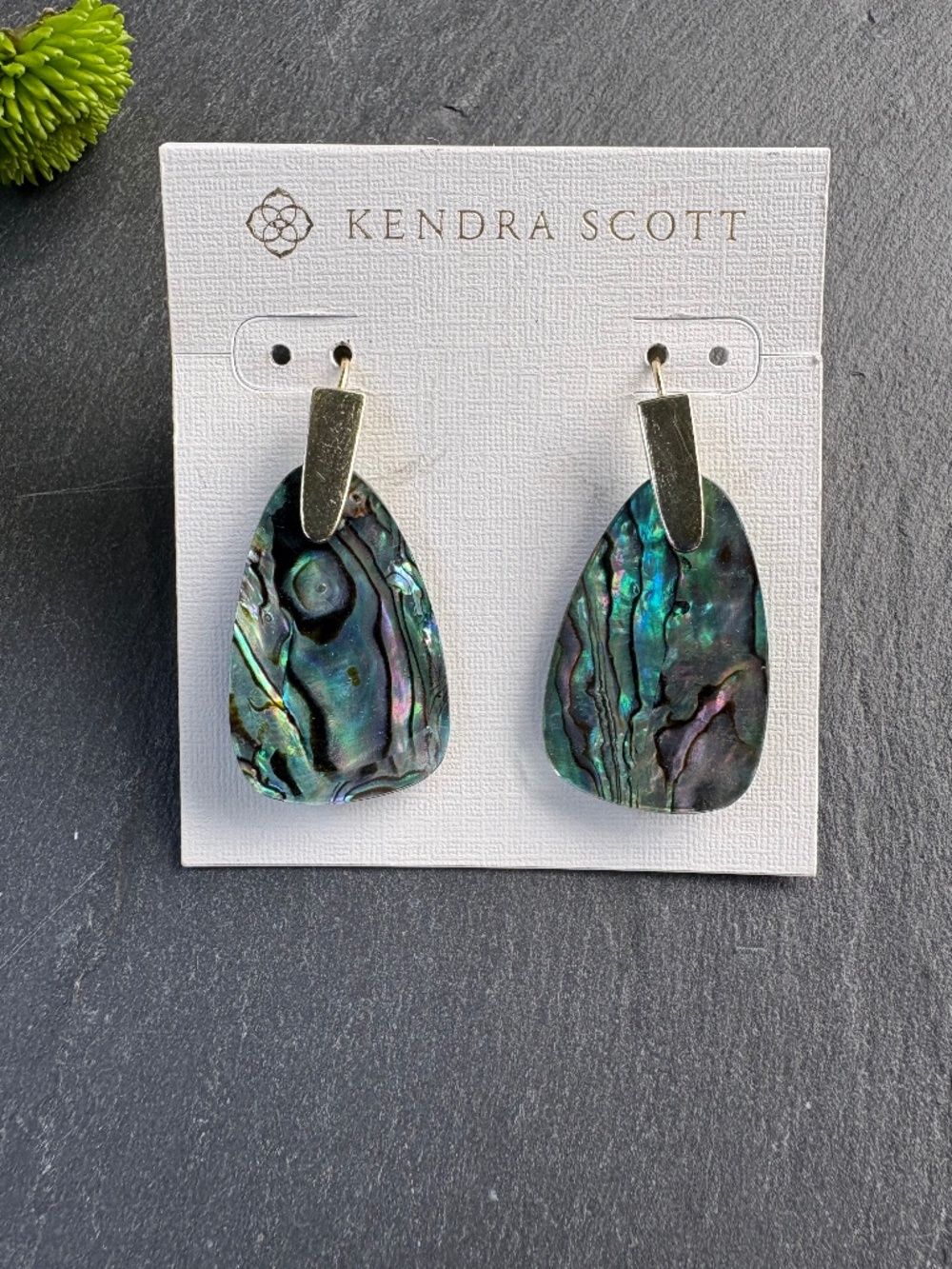 Kendra Scott Marty Drop Earrings Abalone Shell Rhodium Silver NIB Retired